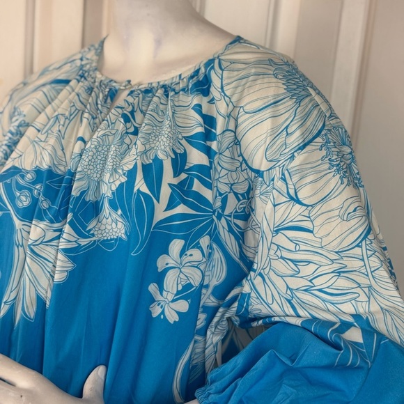 MARY KATRANTZOU Blue and White Floral Midi Dress - Picture 4 of 16